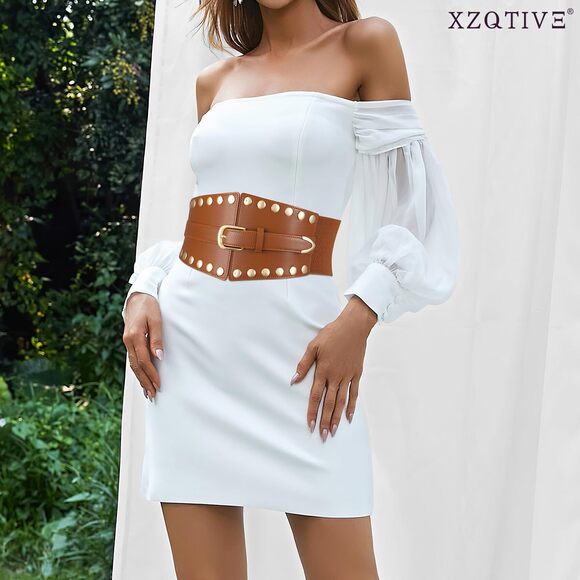 3914 Women's Wide Corset Belts, Punk Style Waist Belt For Dresses - Picture 2 of 6